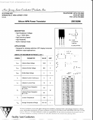 2SC5296 Datasheet PDF New Jersey Semiconductor