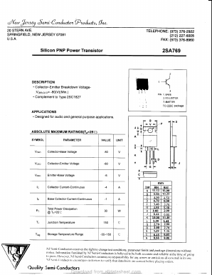 2SA769 Datasheet PDF New Jersey Semiconductor