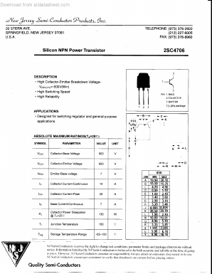 2SC4706 Datasheet PDF New Jersey Semiconductor