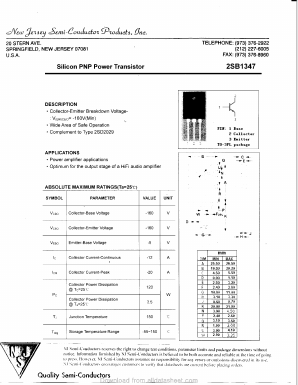 2SB1347 Datasheet PDF New Jersey Semiconductor