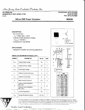 BD636 Datasheet PDF New Jersey Semiconductor