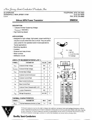 2N6834 Datasheet PDF New Jersey Semiconductor