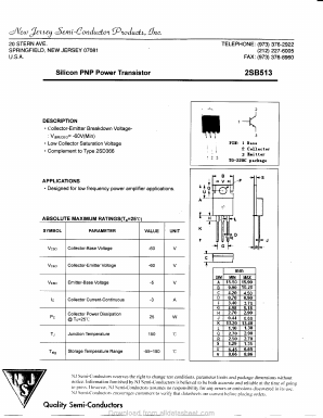 B513 Datasheet PDF New Jersey Semiconductor