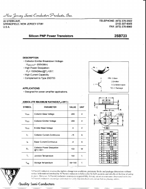 2SB723 Datasheet PDF New Jersey Semiconductor