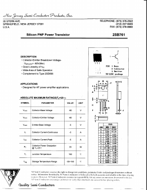 2SB761 Datasheet PDF New Jersey Semiconductor