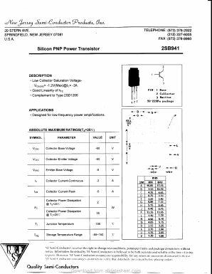 2SB941 Datasheet PDF New Jersey Semiconductor