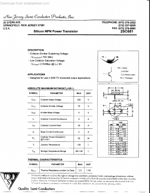 2SC681 Datasheet PDF New Jersey Semiconductor