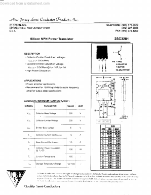 2SC3281 Datasheet PDF New Jersey Semiconductor