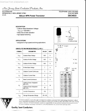 C4533 Datasheet PDF New Jersey Semiconductor