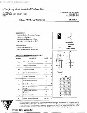2SA1120 Datasheet PDF New Jersey Semiconductor