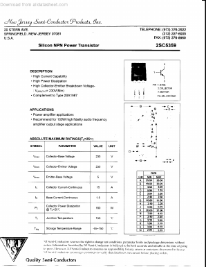 2SC5359 Datasheet PDF New Jersey Semiconductor