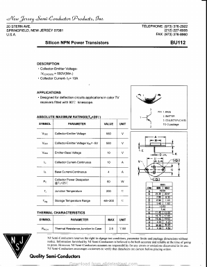 BU112 Datasheet PDF New Jersey Semiconductor