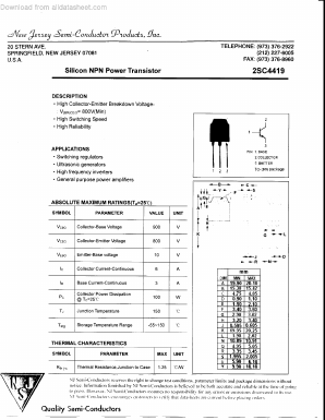 2SC4419 Datasheet PDF New Jersey Semiconductor