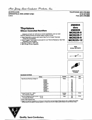MCR225-5 Datasheet PDF New Jersey Semiconductor