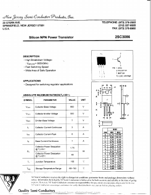 C3086 Datasheet PDF New Jersey Semiconductor