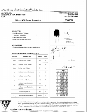 C3088 Datasheet PDF New Jersey Semiconductor