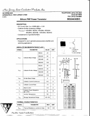 BD244A Datasheet PDF New Jersey Semiconductor