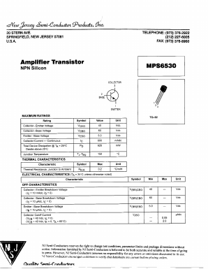 MPS6530 Datasheet PDF New Jersey Semiconductor