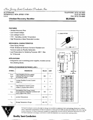 MUR860 Datasheet PDF New Jersey Semiconductor
