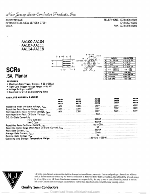 AA103 Datasheet PDF New Jersey Semiconductor