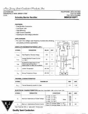MBR30100PT Datasheet PDF New Jersey Semiconductor