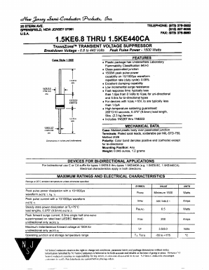 1.5KE10CA Datasheet PDF New Jersey Semiconductor