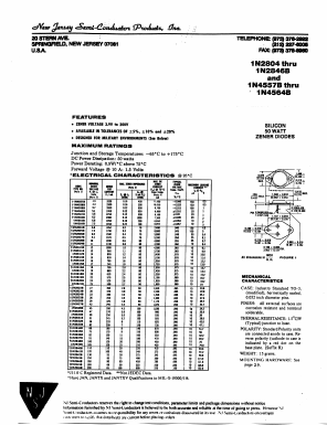 1N2818B Datasheet PDF New Jersey Semiconductor