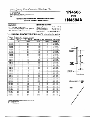 1N4584 Datasheet PDF New Jersey Semiconductor