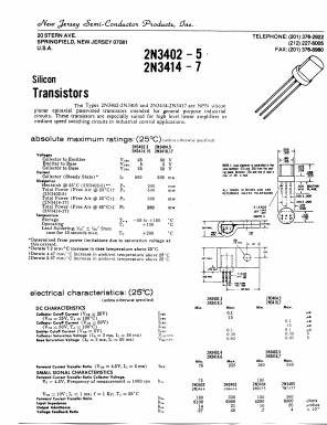 2N3416 Datasheet PDF New Jersey Semiconductor
