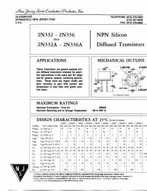 2N334A Datasheet PDF New Jersey Semiconductor
