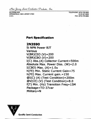 2N3590 Datasheet PDF New Jersey Semiconductor