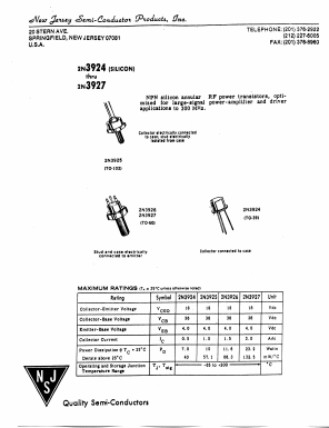 2N3927 Datasheet PDF New Jersey Semiconductor