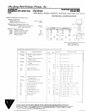 2N3946 Datasheet PDF New Jersey Semiconductor