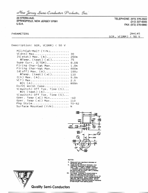 2N4145 Datasheet PDF New Jersey Semiconductor