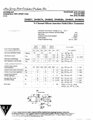 2N4867 Datasheet PDF New Jersey Semiconductor