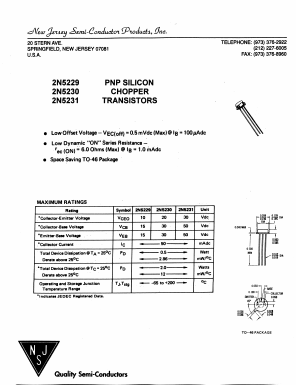 2N5229 Datasheet PDF New Jersey Semiconductor