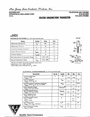 2N5431 Datasheet PDF New Jersey Semiconductor