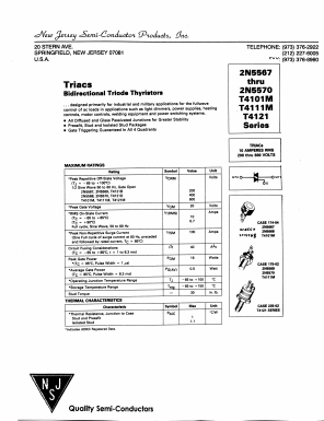 2N5567 Datasheet PDF New Jersey Semiconductor