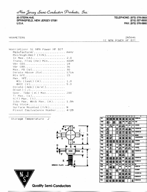 2N5646 Datasheet PDF New Jersey Semiconductor