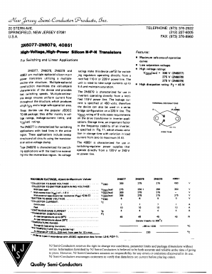 2N6079 Datasheet PDF New Jersey Semiconductor