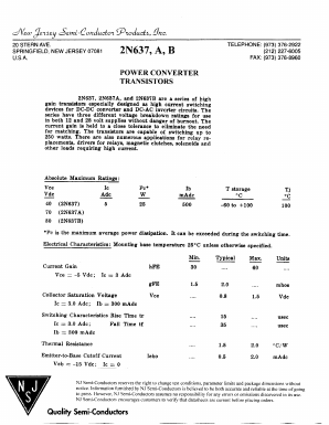 2N637 Datasheet PDF New Jersey Semiconductor