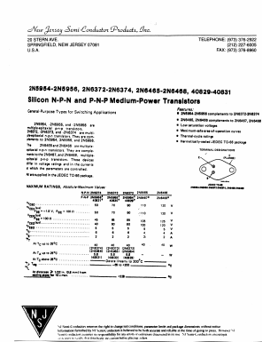 40829 Datasheet PDF New Jersey Semiconductor