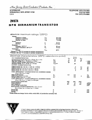 2N167A Datasheet PDF New Jersey Semiconductor