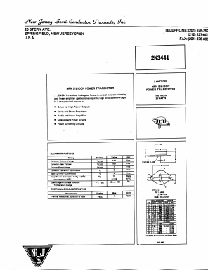 2N3441 Datasheet PDF New Jersey Semiconductor
