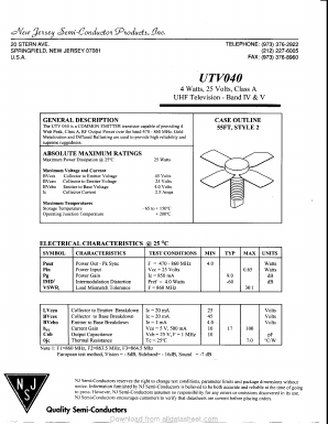UTV040 Datasheet PDF New Jersey Semiconductor