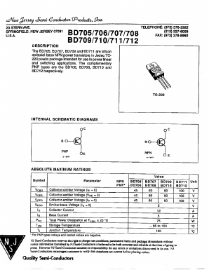 BD705 Datasheet PDF New Jersey Semiconductor