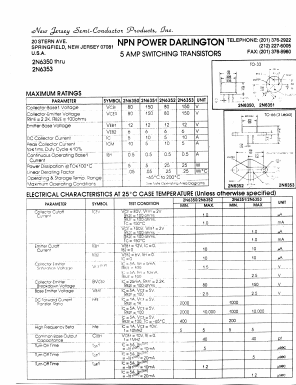 2N6353 Datasheet PDF New Jersey Semiconductor