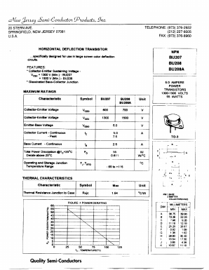 BU208A Datasheet PDF New Jersey Semiconductor