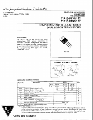 TIP137 Datasheet PDF New Jersey Semiconductor