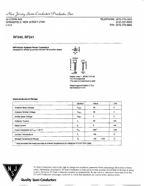 BF240 Datasheet PDF New Jersey Semiconductor